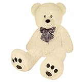 Monzana Teddybär L - XXXL 50-175cm Weiches Fell Schleife Tatzendruck Geschenk Plüschtier Kuscheltier Stofftier Riesen Teddy Bär