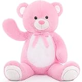 MorisMos Teddybär groß XXL Kuscheltier, 1.3 Meter Riesen Teddy Bär mit Süß Lächeln, Jumbo Stofftier Plüschär Kuschelbär Geschenk für Mädchen Freundin, Perfekt für Hochzeit Valentinstag (Rosa)