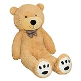 TEDBI Teddybär 160cm | Farbe Hellbraun | Groß XXL Teddy Bear Gigant Plüschbär Stofftier Kuscheltier Plüschtier Größe XL Braunbär Teddi Bär