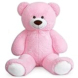 SNOWOLF Riesen XXL Teddybär Plüsch Kuschelbär Plüschbär mit Knopfaugen 110cm, Groß Weiches Teddy Bear Stofftier Geschenk ​am Geburtstag, Valentinstag oder Weihnachten（1.1m, Rosa）