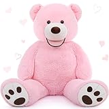 MorisMos Rosa riesen Teddy, 130cm Teddybär groß XXL, Weich Kuschelbär Plüschbär Freundin