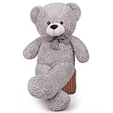 FAVOSTA XXL Teddybär Riesen Plüsch Bär Kuschelbär 110CM Teddy Bear Geschenk für Mädchen und Kinder Grau