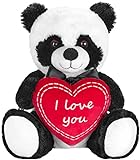 BRUBAKER Panda Plüschbär mit Herz Rot - I Love You - 25 cm - Pandabär Kuscheltier - Teddybär Plüschteddy Schmusetier - Stofftier Schwarz Weiß