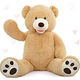 MorisMos Hell-braun riesen Teddy, 100cm Teddybär groß XXL, Weich Kuschelbär Plüschbär Geburtstag Geschenk Baby