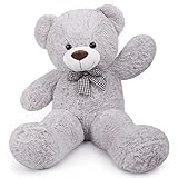 SNOWOLF XXL Teddybär 110cm Riesen Weiches Spielzeug groß Stofftier Plüschtier Plüschbär Kuschelbär Teddy Bär Geschenk (1.1m, Grau)