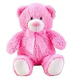 Lifestyle & More Teddybär Kuschelbär rosa mit Schleife 50 cm groß Plüschbär Kuscheltier samtig weich