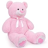 FAVOSTA Riesen Teddy XXL Teddybär groß 110 cm Plüschtier Kuscheltier Stofftier Riesen Teddy Bär Nase mit Liebe Geformt Holiday Geschenk Pink