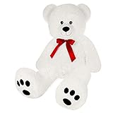 Monzana Teddybär L - XXXL 50-175cm Weiches Fell Schleife Tatzendruck Geschenk Plüschtier Kuscheltier Stofftier Riesen Teddy Bär