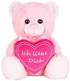 BRUBAKER Teddy Plüschbär mit Herz Pink - Ich Liebe Dich - 25 cm - Teddybär Plüschteddy Kuscheltier Schmusetier - Stofftier Rosa