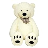 TEDBI Teddybär 160cm | Farbe Creme | Groß XXL Teddy Bear Gigant Plüschbär Stofftier Kuscheltier Plüschtier Größe XL Cremebär Teddi Bär
