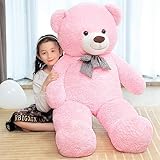 SNOWOLF Riesen XXXL Teddybär 145cm Riesen Weiches Spielzeug groß Stofftier Plüschtier Plüschbär Kuschelbär Teddy Bär Geschenk (1.4m, Rosa)