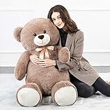 MorisMos Riesen Teddy großer Teddybär groß XXL Kuscheltier 130cm Riesenteddys Stofftier Plüschbär Kuschelbär Geschenk für Kinder, Jungen, Mädchen, Geburtstag Braun