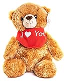 Uni-Toys - Teddybär mit Halstuch I Love You - 25 cm (Höhe) - Plüsch-Bär, Teddy - Plüschtier, Kuscheltier