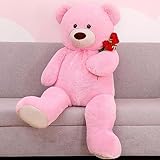 MorisMos 130cm Weich Riesen Teddybären, Rosa teddybär groß XXL kuscheltiere, großer Teddy bär XXL Stofftier Plüschbär Plüschtier kuschelig Kuschelbär Plüschteddy