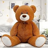 MorisMos 130cm Weich Riesen Teddybären, Braun teddybär groß XXL kuscheltiere, Gross Teddy bär XXL Stofftier Plüschbär Plüschtier kuschelig Kuschelbär Plüschteddy