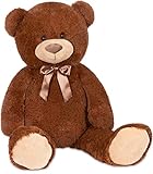 BRUBAKER XXL Teddybär 100 cm - Dunkelbraun - Stofftier Plüschtier Kuscheltier Braun