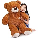 SNOWOLF Riesen XXL Teddybär Plüsch Kuschelbär Plüschbär mit Knopfaugen 110cm, Groß Weiches Teddy Bear Stofftier Geschenk ​am Geburtstag, Valentinstag oder Weihnachten（1.1m, Braun）