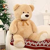 MorisMos 130cm Weich Riesen Teddybären, Apricot teddybär groß XXL kuscheltiere, großer Teddy bär XXL Stofftier Plüschbär Plüschtier kuschelig Kuschelbär Plüschteddy