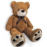 Monzana® Teddybär L 100cm Teddy groß weiches Fell Schleife Kuscheltier Geschenk Kinder Spielzeug Stofftier Bär Tedi Kuschelbär Baby braun
