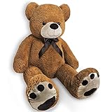 Monzana® Teddybär L 100cm Teddy groß weiches Fell Schleife Kuscheltier Geschenk Kinder Spielzeug Stofftier Bär Tedi Kuschelbär Baby braun