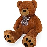 Monzana Teddybär L - XXXL 50-175cm Weiches Fell Schleife Tatzendruck Geschenk Plüschtier Kuscheltier Stofftier Riesen Teddy Bär